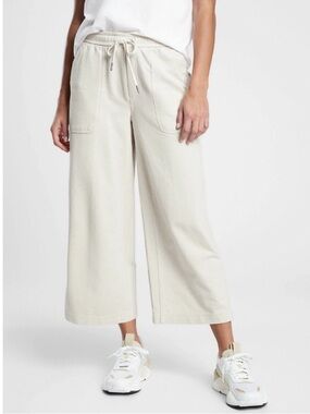 Athleta Heathered Oatmeal Farallon Wide Leg Cropped Pant size 12